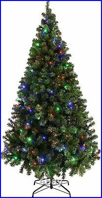 7ft Pre-Lit Spruce Christmas Dcoration Green Tree With 300 LED MultiColour Light