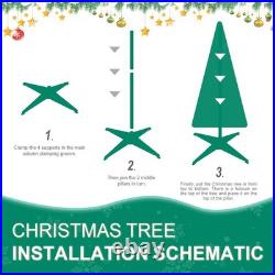 7ft Prelit Flocked Artificial Pop Up Christmas Tree Pull Up Tree&200Light Silver