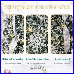 7ft Prelit Flocked Artificial Pop Up Christmas Tree Pull Up Tree&200Light Silver