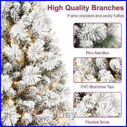 7ft Prelit Snow Flocked Christmas Tree Artificial Hinged Pine with 450 Lights