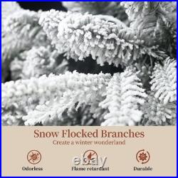 7ft Prelit Snow Flocked Christmas Tree Artificial Hinged Pine with 450 Lights