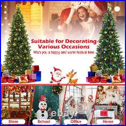 8FT Pre-Lit Artificial Christmas Tree 9 Lighting Modes with 500 LED Lights & Timer