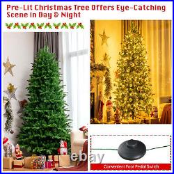 8FT Pre-Lit Hinged Christmas Tree 3402 PE & PVC Tips with 620 Lights & Foot Switch