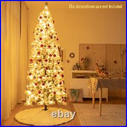 8FT Pre-Lit Hinged Christmas Tree Snow Flocked with 9 Modes Remote Control Lights