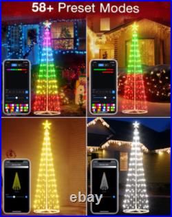 8FT Smart LED lights Christmas Cone Tree with Star Topper Christmas Tree APP DIY