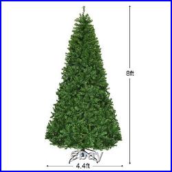 8Ft Pre-Lit Artificial Christmas Tree Premium Hinged with 750 LED Lights & Stand
