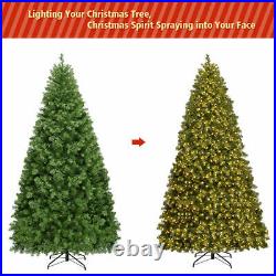 8Ft Pre-Lit Dense PVC Christmas Tree Spruce Hinged with880 Lights & Stand Indoor