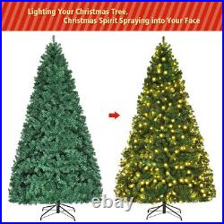 8Ft Pre-Lit Hinged PVC Artificial Christmas Tree with 430 LED Lights & Stand Green