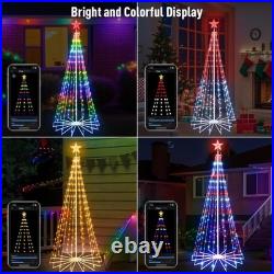 8 FT 340 LEDs Outdoor Christmas Tree with App Control, IP65 Waterproof, 85+ M