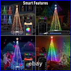 8 FT 340 LEDs Outdoor Christmas Tree with App Control, IP65 Waterproof, 85+ M