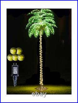 8 FT LED Lighted Palm Tree with Coconuts Christmas Tree Outdoor Decor Artific