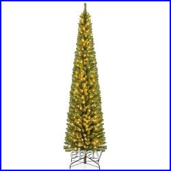8 FT Pencil Christmas Tree with671 Memory Wire Branch Tips 250 LED Lights for Home