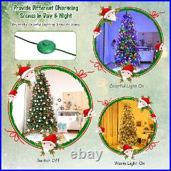 8 FT Pre-Lit Artificial Christmas Tree Hinged Xmas Tree with Multicolor LED Lights