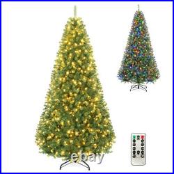 8 FT Pre-Lit Artificial Christmas Tree with1605 Dense Branch Tips 600 LED Lights