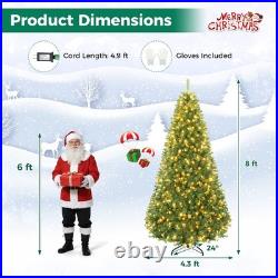 8 FT Pre-Lit Artificial Christmas Tree with1605 Dense Branch Tips 600 LED Lights