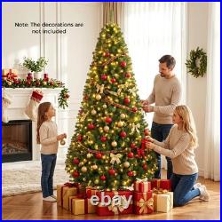 8 FT Pre-Lit Artificial Christmas Tree with1605 Dense Branch Tips 600 LED Lights
