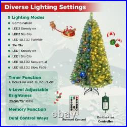 8 FT Pre-Lit Artificial Christmas Tree with1605 Dense Branch Tips 600 LED Lights