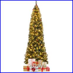 8 FT Pre-Lit Christmas Tree Slim Pencil Hinged with 420 Lights & 1168 Branch Tips