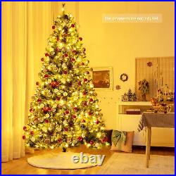 8 FT Pre-lit Artificial Christmas Tree Hinged Xmas Tree with LED Lights