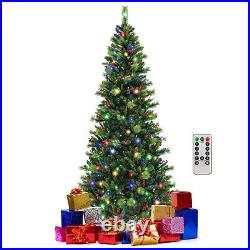 8' Pre-Lit Artificial Christmas Tree 9 Lighting Modes with 500 LED Lights & Timer