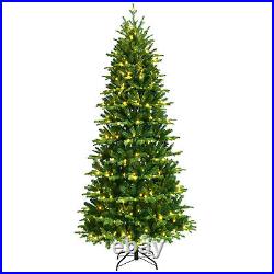 8 ft Pre-Lit Christmas Tree Artificial Hinged Xmas Tree with LED Lights