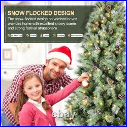 8 ft Prelit Artificial Snow Tips Christmas Tree With 550 Lights 102 Pinecones