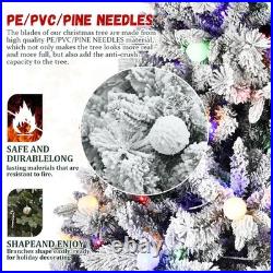 8 ft Prelit Snow Flocked Artificial Christmas Tree with White & Multicolor Light