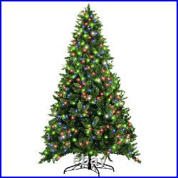 8ft Artificial Holiday Standing Xmas Christmas Tree + RGB LED Prelit Light Decor