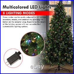 8ft Artificial Holiday Standing Xmas Christmas Tree + RGB LED Prelit Light Decor