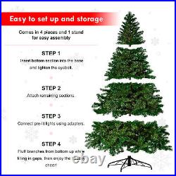 8ft Artificial Holiday Standing Xmas Christmas Tree + RGB LED Prelit Light Decor