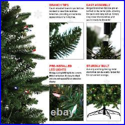 8ft Artificial Holiday Standing Xmas Christmas Tree + RGB LED Prelit Light Decor