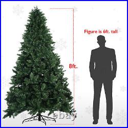 8ft Artificial Holiday Standing Xmas Christmas Tree + RGB LED Prelit Light Decor