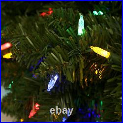 8ft Artificial Holiday Standing Xmas Christmas Tree + RGB LED Prelit Light Decor
