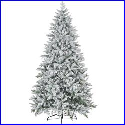 8ft Flocked Christmas Tree with Snow Tips, Easy Assembly, Hinged
