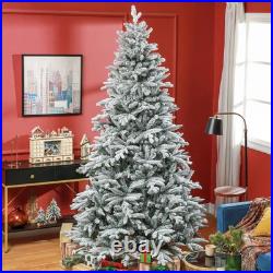 8ft Flocked Christmas Tree with Snow Tips, Easy Assembly, Hinged