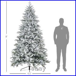 8ft Flocked Christmas Tree with Snow Tips, Easy Assembly, Hinged