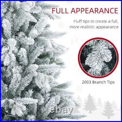 8ft Flocked Christmas Tree with Snow Tips, Easy Assembly, Hinged