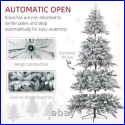 8ft Flocked Christmas Tree with Snow Tips, Easy Assembly, Hinged
