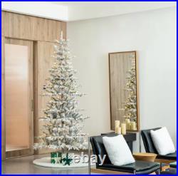8ft Pre-Lit Flocked Christmas Tree? 450 LED Lights? Snowy Winter Decor