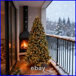 8ft Prelit Artificial Christmas Tree Snow Frosted PE PVCXmas Tree with 600 light