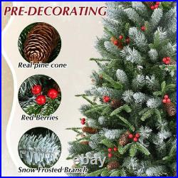 8ft Prelit Artificial Christmas Tree Snow Frosted PE PVCXmas Tree with 600 light
