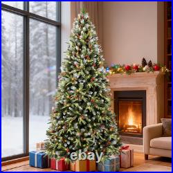 8ft Prelit Artificial Christmas Tree with 2850 Flocked Frosted Tips & 600 light