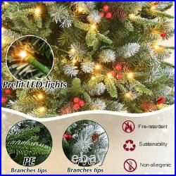 8ft Prelit Artificial Christmas Tree with 2850 Flocked Frosted Tips & 600 light