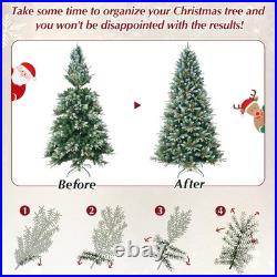 8ft Prelit Artificial Christmas Tree with 2850 Flocked Frosted Tips & 600 light