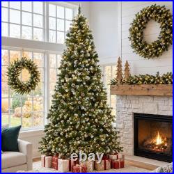 9FT Pre-Lit Artificial Christmas Tree 900 Warm White Lights, 1800 Tips, Metal St