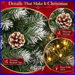 9FT Pre-Lit Artificial Christmas Tree 900 Warm White Lights, 1800 Tips, Metal St