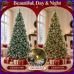 9FT Pre-Lit Artificial Christmas Tree 900 Warm White Lights, 1800 Tips, Metal St