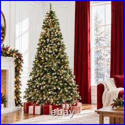 9FT Pre-Lit Artificial Christmas Tree 900 Warm White Lights, 1800 Tips, Metal St