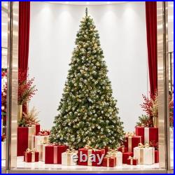 9FT Pre-Lit Artificial Christmas Tree 900 Warm White Lights, 1800 Tips, Metal St