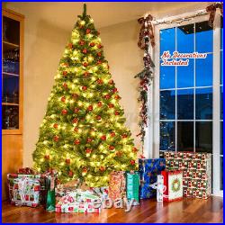 9Ft Pre-lit Artificial Hinged Christmas Tree With 8 Modes 550 LED Lights & Stand